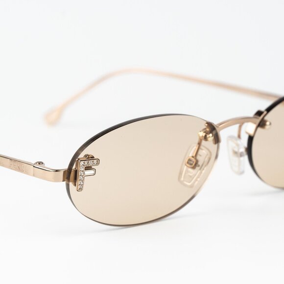 Fendi FIRST CRYSTAL Men Sunglasses Rose Brown Oval FE4075US 28Y NEW AUTHENTIC - Picture 6 of 12